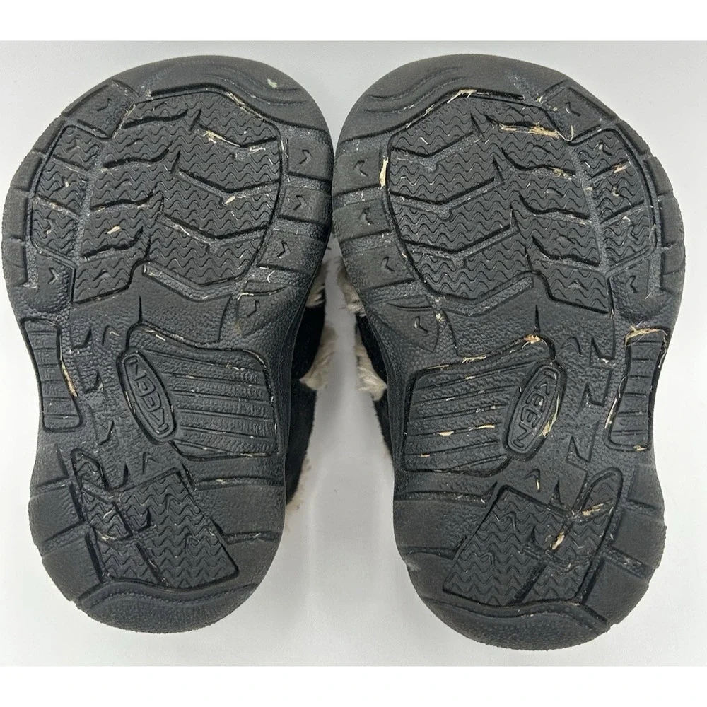 Keen Newport Shoes Black Suede Infant Size 4 Baby Shoes Faux Fur‎ Trim